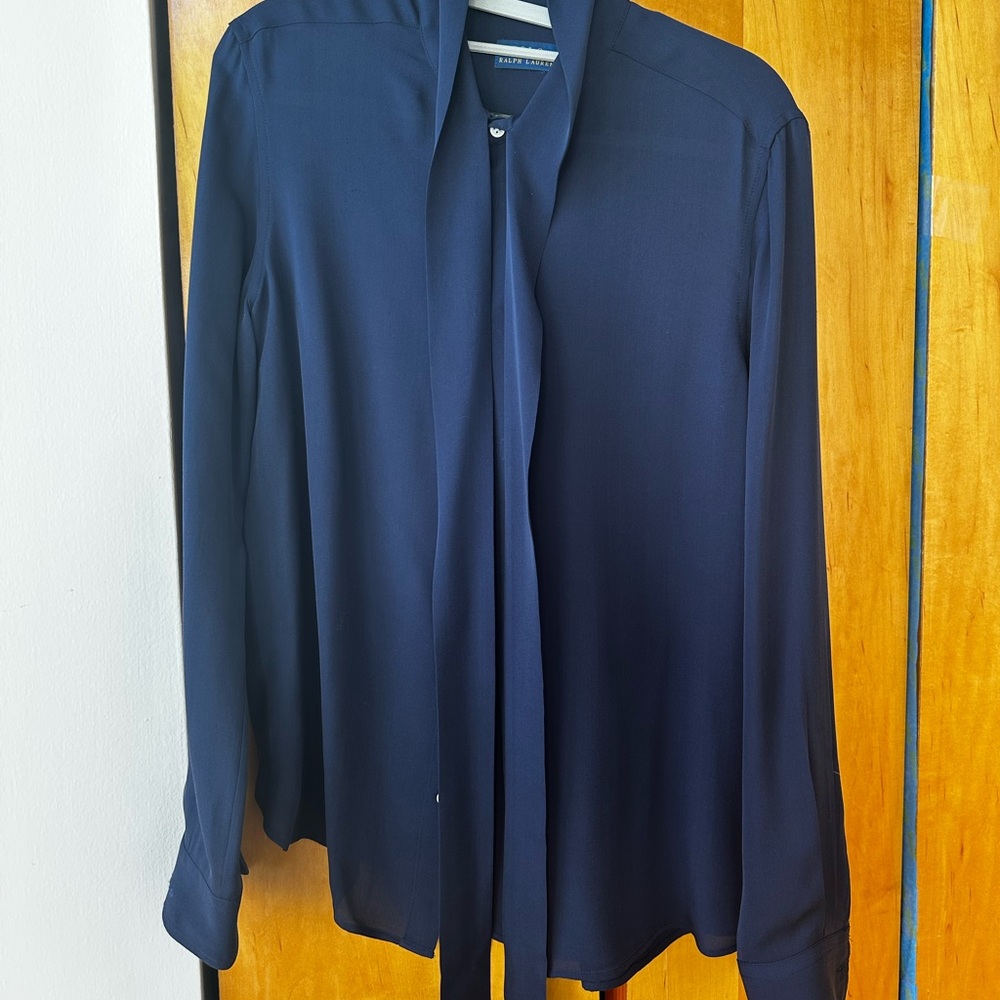 Polo Ralph Lauren Navy Blue Silk Shirt
